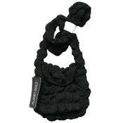 Wholesale - BLACK QUILTED CROSS BODY HANDBAG W/TOP ZIPPER C/P 12
